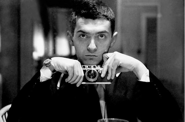 An early shot of director Stanley Kubrick with his Leica III